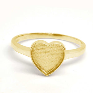 14K heart bezel ring blank - solid gold setting