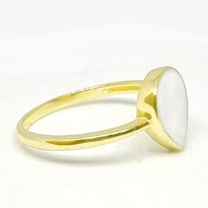 14K teardrop bezel ring blank - solid gold setting