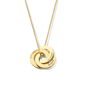 14k Family necklace - Linked circles gold