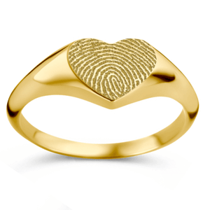 14k Fingerprint ring - Gold heart signet