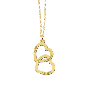 14k Family necklace - Linked hearts gold