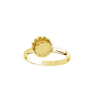 14K round crown ring - solid gold setting